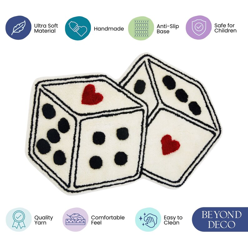 Tufted Dice Rug Unique Room Decor Living Room Rug Dorm Decor Gifts For Him Housewarming Gift Play Room Decor Dice Shaped Rug image 4