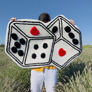 Tufted Dice Rug Unique Room Decor Living Room Rug Dorm Decor Gifts For Him Housewarming Gift Play Room Decor Dice Shaped Rug image 1