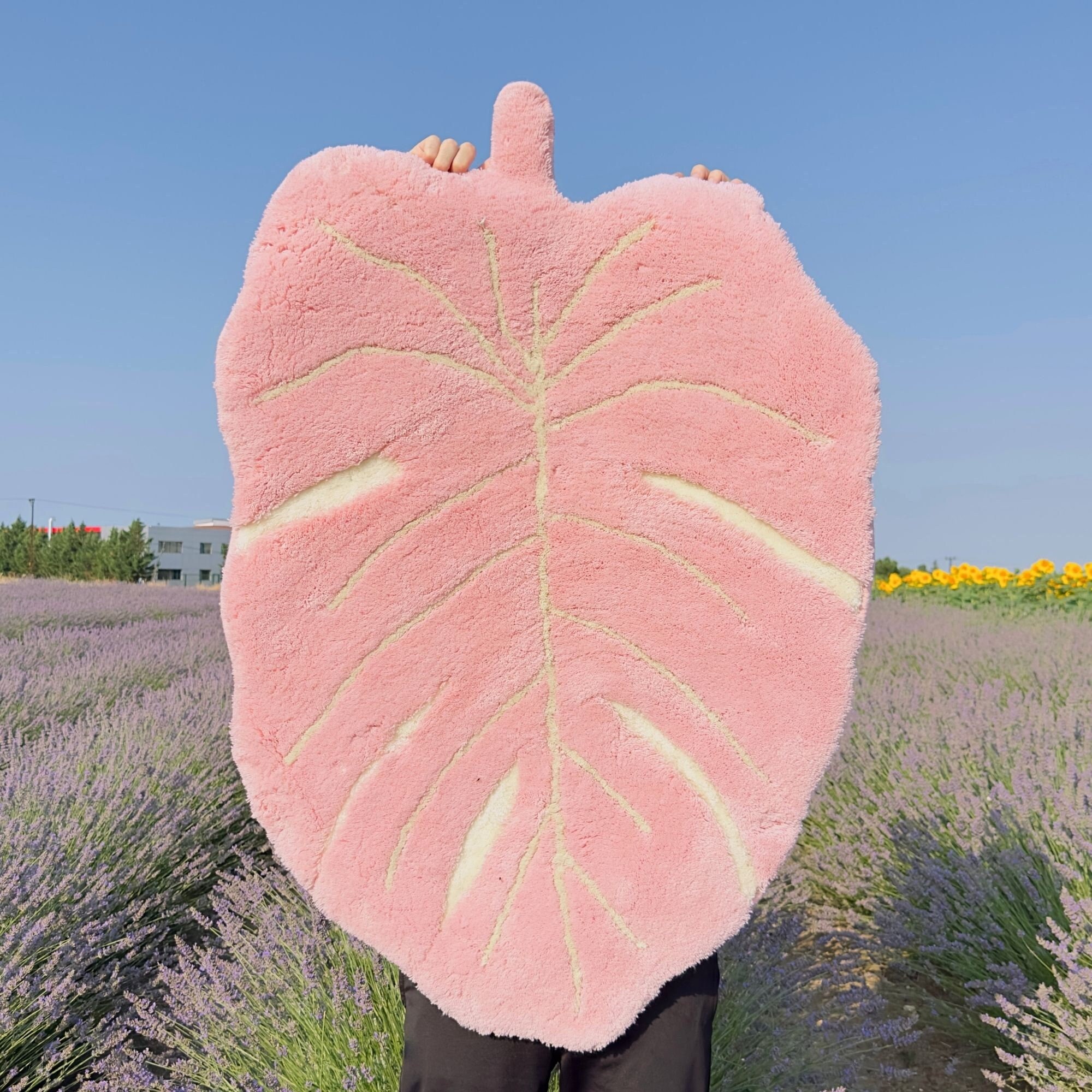PINK MONSTERA RUG Tufted Rug Area Rug Floral Decor Monstera Leaf Rug