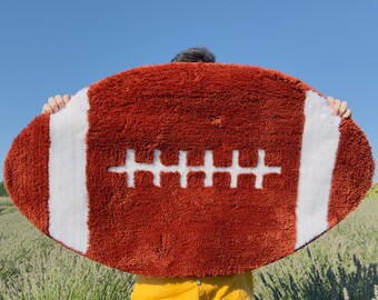 American Football Rug | Brown Football Rug - Unique Home Decor- Game Room Decor - Football Lover Gift - Gift For Him - Housewarming Gift