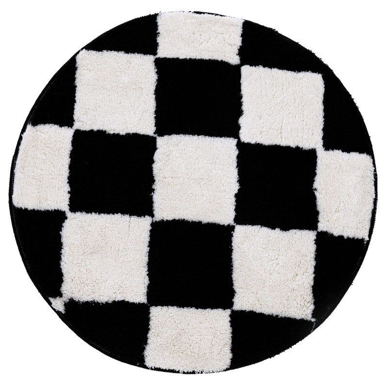 Tapis capitonné à carreaux noirs cadeau de pendaison de crémaillère esthétique de chambre à coucher décoration d'intérieur moderne tapis carré noir et blanc cadeaux pour lui image 4