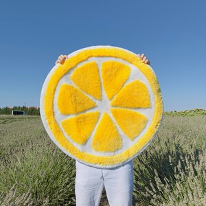 LEMON RUG Tufted Lemon Rug Kitchen Rug Yellow Decor Housewarming Gift Bedroom Rug Washable Rug Fruit Rug Gifts for Mothers Yellow