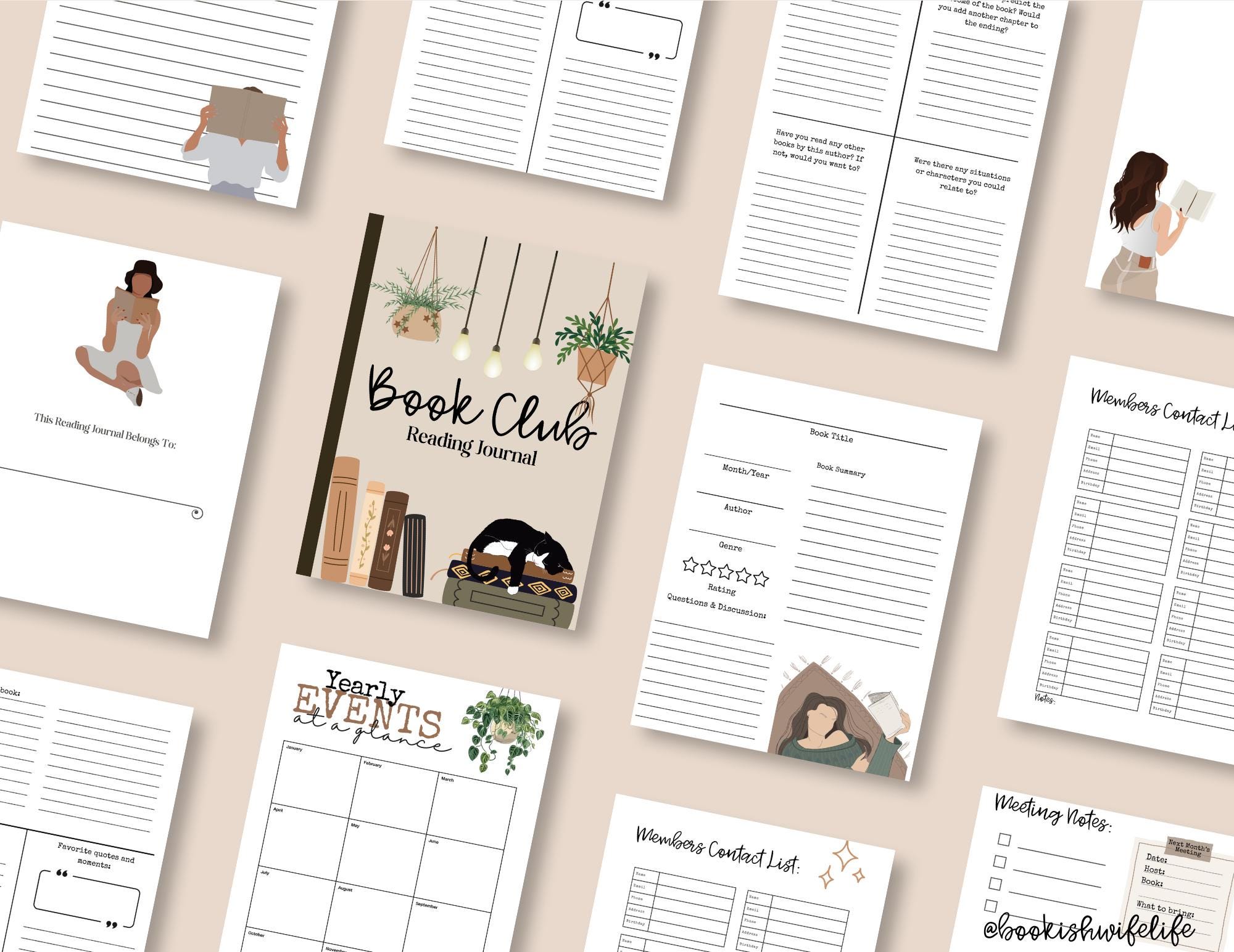 Printable Book Club Reading Journal Tracker Boho - Etsy