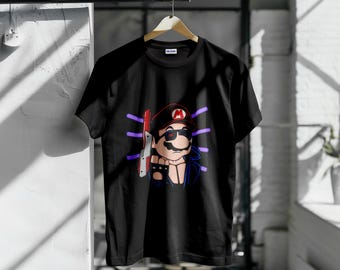 Mario Terminator Movie Gamer Tshirt - Super Mario Bros - Nintendo Retro Tee - SNES - Birthday Gift - Men Women