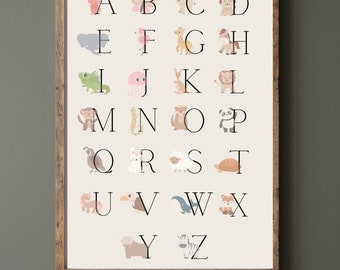 printable Neutral Alphabet poster