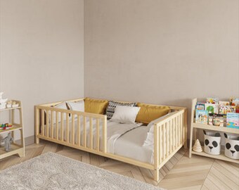 Montessori Kinderbett mit rechteckigen Beinschienen