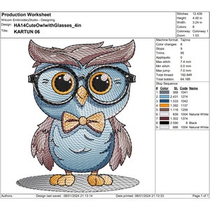 Cute Owl Glasses Embroidery Designs | Baby Shower Gift | Machine Embroidery Design | Embroidery Pattern | Owl Embroidery File | Hanukkah