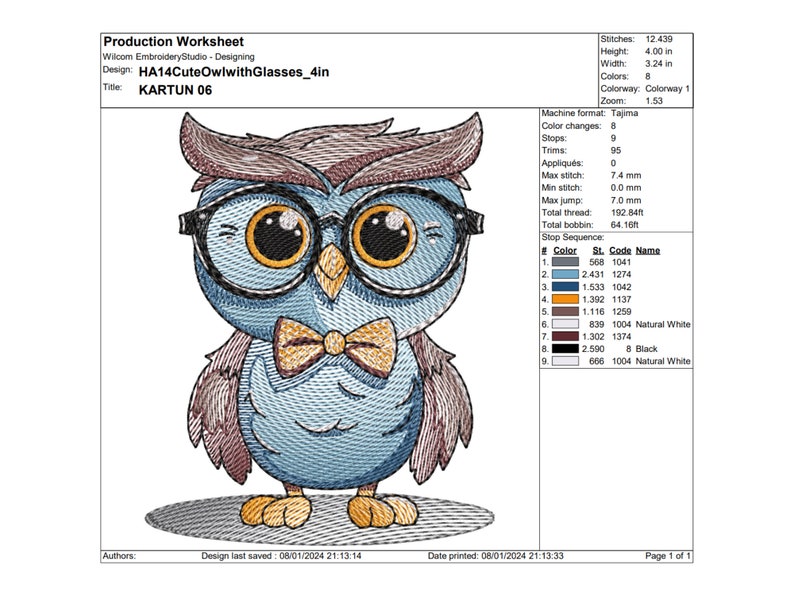 Cute Owl Glasses Embroidery Designs | Baby Shower Gift | Machine Embroidery Design | Embroidery Pattern | Owl Embroidery File | Hanukkah