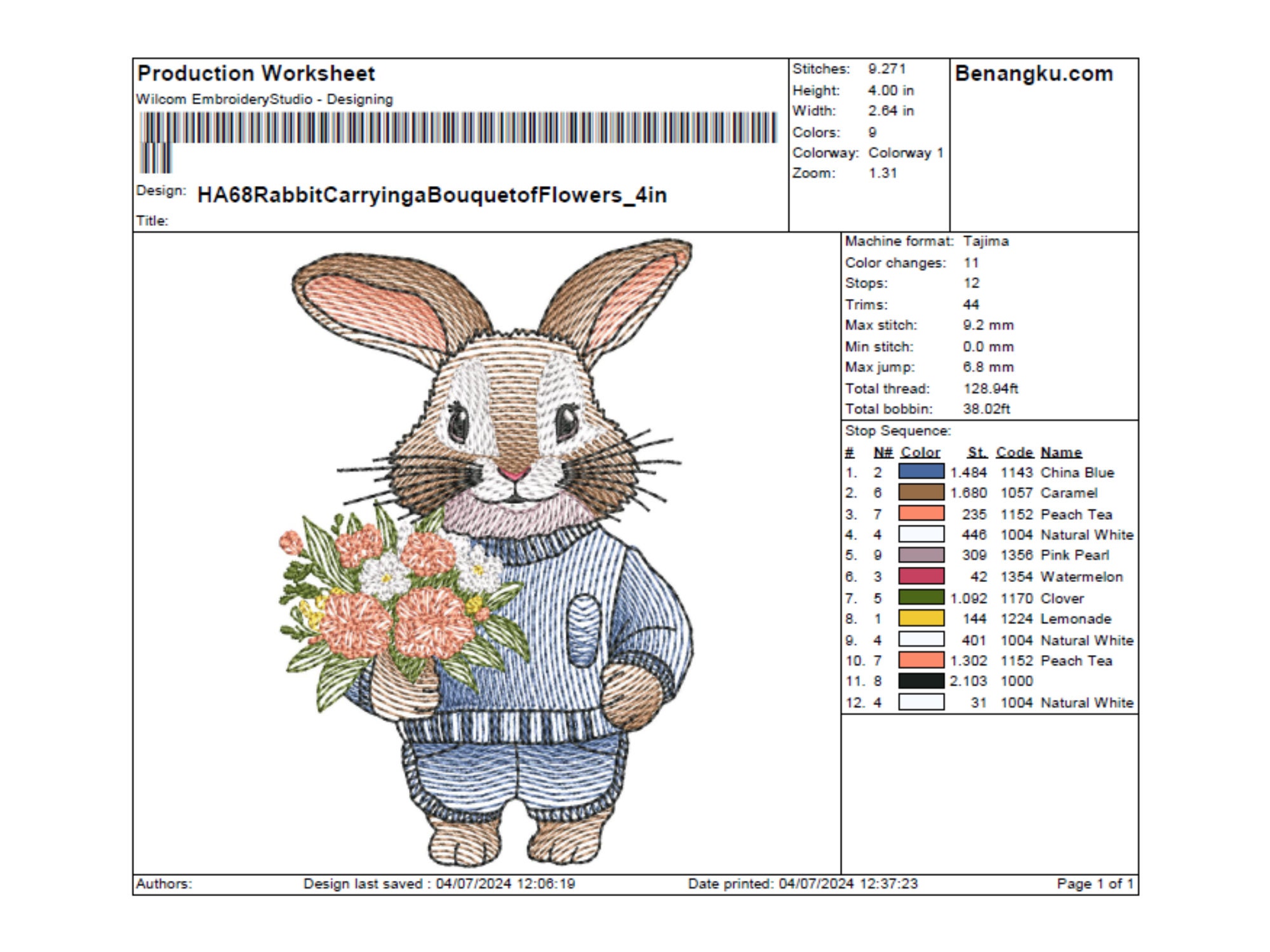 Rabbit Flower Embroidery Designs | Baby Shower Gift | Machine ...