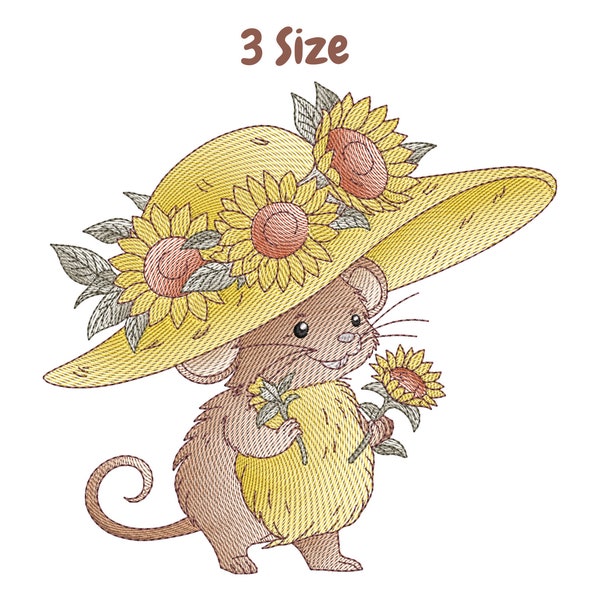 Sunflower Mouse Embroidery Designs | Baby Shower Gift | Machine Embroidery Design | Embroidery Pattern | Mouse Embroidery File | Hanukkah