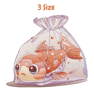 ビニール袋の魚の刺繍デザイン | ベビーシャワーギフト | 機械刺繍デザイン | 刺繍パターン | 魚の刺繍ファイル | ハヌカ
