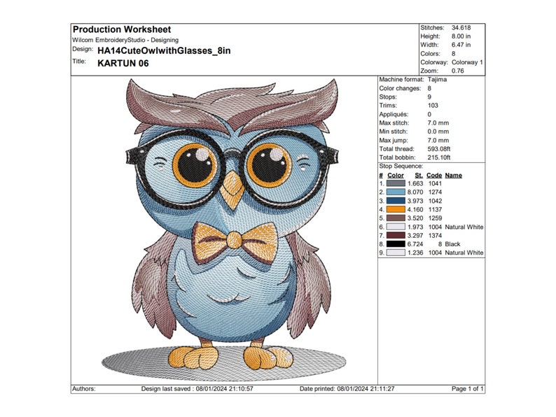Cute Owl Glasses Embroidery Designs | Baby Shower Gift | Machine Embroidery Design | Embroidery Pattern | Owl Embroidery File | Hanukkah
