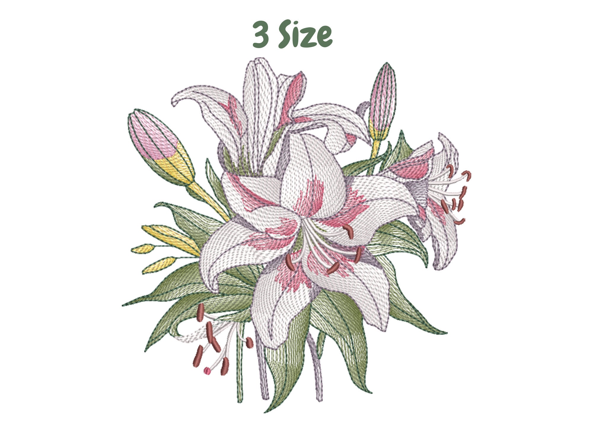 Pink lily embroidery - Etsy België, image size:2000x1500
