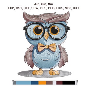 Cute Owl Glasses Embroidery Designs | Baby Shower Gift | Machine Embroidery Design | Embroidery Pattern | Owl Embroidery File | Hanukkah