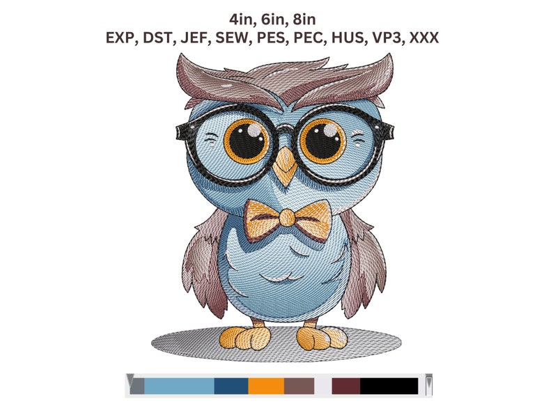 Cute Owl Glasses Embroidery Designs | Baby Shower Gift | Machine Embroidery Design | Embroidery Pattern | Owl Embroidery File | Hanukkah