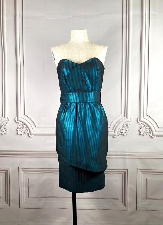 Teal Strapless Bustier Dress by Reiss - Etsy UK