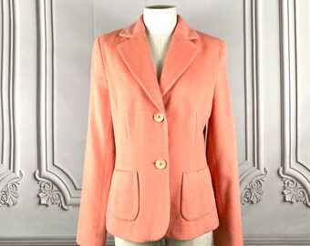 Blazer en laine et cachemire rose corail