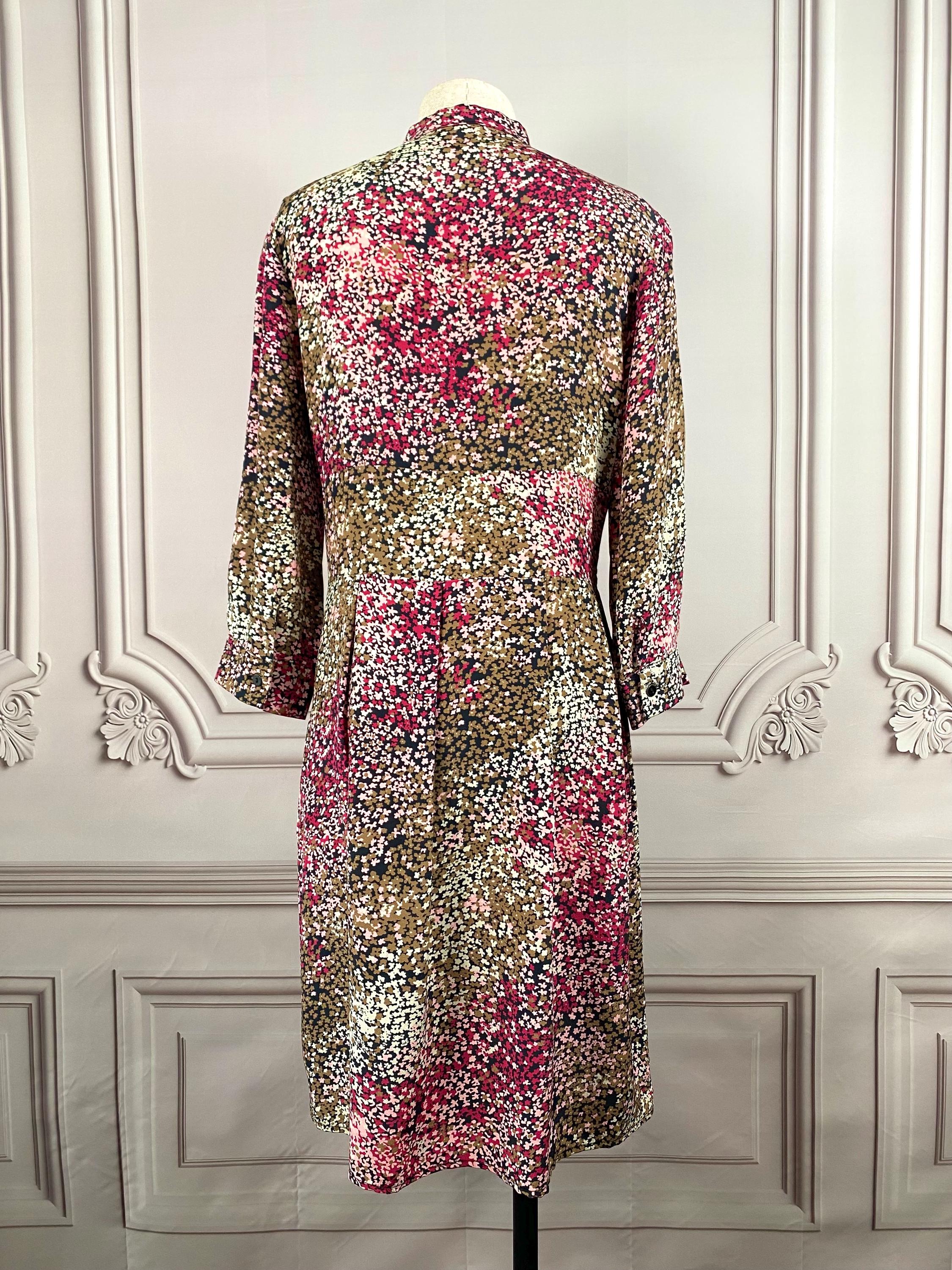 attic and barn silk dress Attic And Barn Brown Silk Floral Mid-Length Dress Size S International