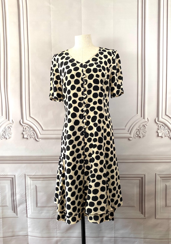 Polka dot dress in cream White and Black