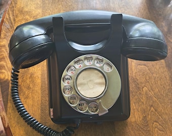 Vintage Siemens Bros Model 354 Black Bakelite Rotary Wall Telephone, 1930s Antique Neophone, Rare Collectible Wall Phone