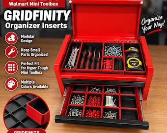 Customizable Walmart Hyper Tough Mini Toolbox Inserts 3D Printed Gridfinity Organizer best fit - Life is better when its organized