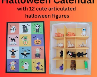 3D printed figures Halloween Advent Calendar | Halloween Countdown Calendar | Candy & Mini Toy Holder | Spooky October Decor