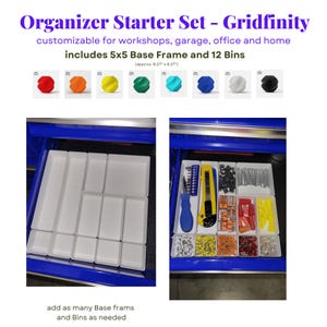 3D Printed Gridfinity Organizer Kit: Modular Storage Bins & Baseplate