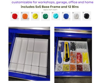 3D Printed Gridfinity Organizer Kit: Modular Storage Bins & Baseplate