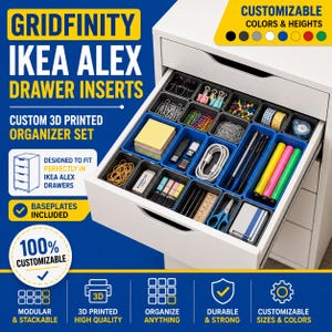 IKEA Alex Drawer Organizer Set | 3D Printed Gridfinity Insert for Crafts, Jewelry, Tools, Office Storage | Life is better when its organized