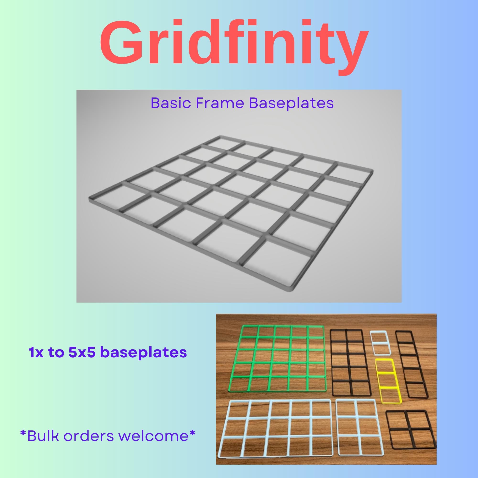 Listing photo: Gridfinity Baseplates – Modular 3D Printed Frames for Universal Organizer Setups
