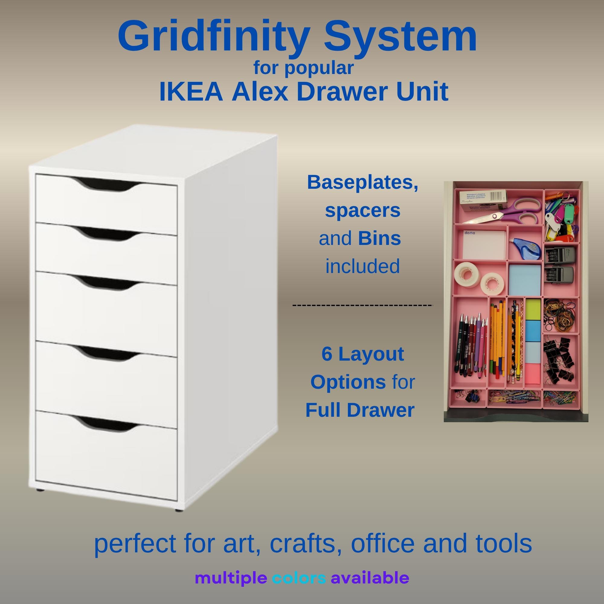 IKEA Alex Drawer Organizer Set | 3D Printed Gridfinity Insert for