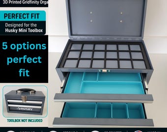 Husky Mini Toolbox customizable 3D Printed Inserts Home Depot tool box 3D Printed Gridfinity Organizer - Life is better when its organized