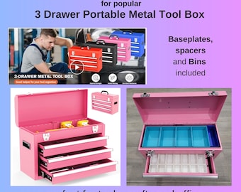 Mini Toolbox Organizer Set | 3D Printed Gridfinity Insert for Crafts, Tools, Office, Garage Storage | Modular Bin System Drawer Organization