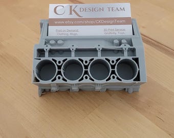 3D Printed V8 Engine Business Card Holder | 3D Printed Desk Organizer | Car Guy Gift | Automotive Office Decor | Trade Show Display | Gift