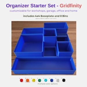 Gridfinity Drawer Organizer 3D printed Starter Kit for Modular Storage Solution for Workshop Garage Office Crafting Spaces Jewlery custom