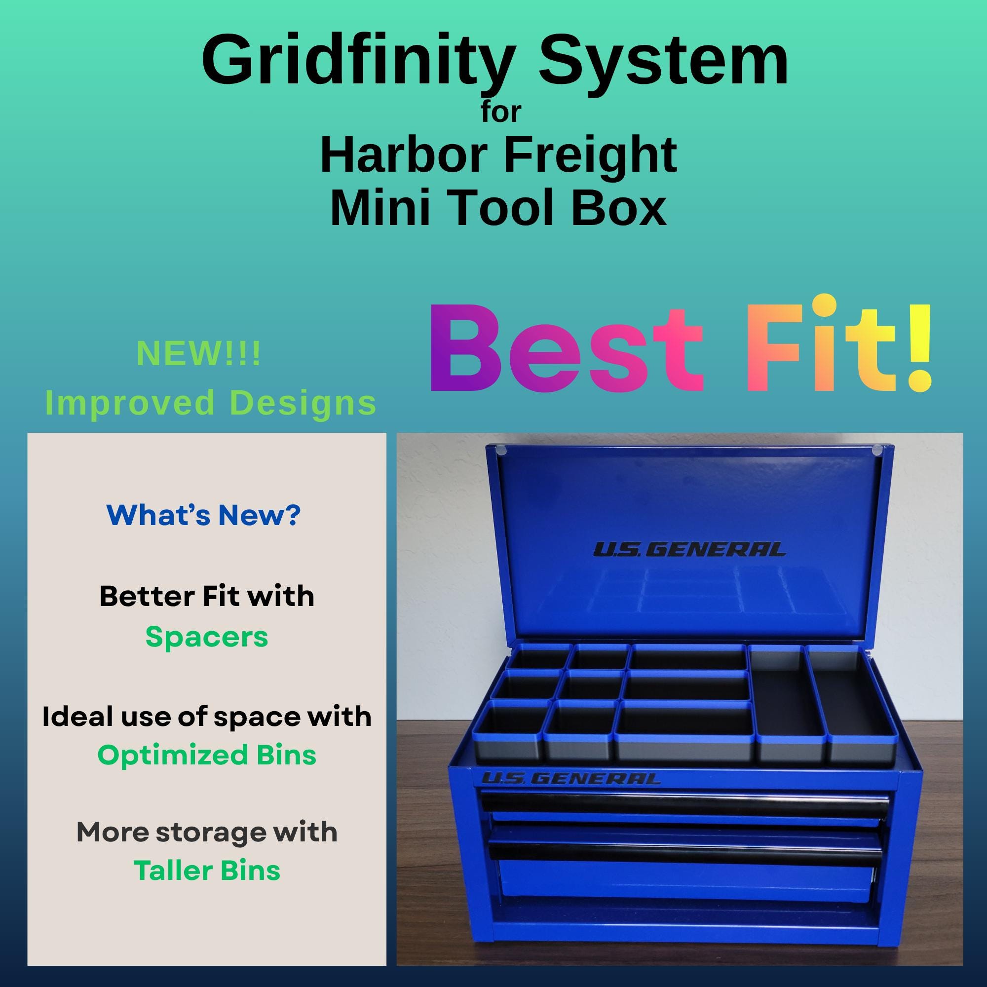 Customizable Harbor Freight Inserts for US General Mini Toolbox 3D