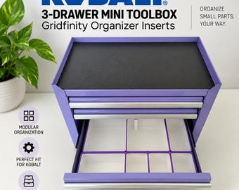KOBALT Mini Toolbox Organizer Set | 3D Printed Gridfinity Insert for 3 drawer model for tools, crafts| Life is better when its organized