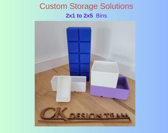 Custom 3D Printed Gridfinity Bins 2x1 to 2x5 | Modular Drawer Organizer for Workshop Garage Office Crafting Jewelry Storage System