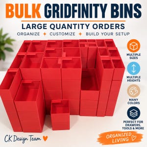 Bulk Gridfinity Bins, 3D Printed Modular Drawer Organizer, Large Quantity Storage Bins