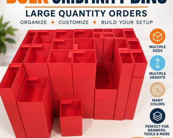Contenedores Gridfinity a granel, organizador de cajones modular impreso en 3D, contenedores de almacenamiento de gran cantidad
