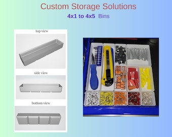 Custom 3D Printed Gridfinity Bins 4x1 to 4x5 | Modular Drawer Organizer for Workshop Garage Office Crafting Jewelry Storage System