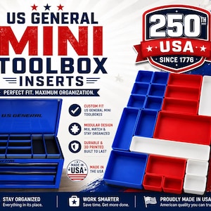 Customizable Harbor Freight Inserts for US General Mini Toolbox 3D Printed Gridfinity Organizer - Life is better when its organized