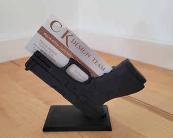 Tarjetero estilo Glock 19 impreso en 3D / Regalo genial / Organizador de escritorio impreso en 3D / Exhibición para ferias comerciales / Decoración de oficina / Pistola impresa en 3D
