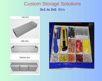 Custom 3D Printed Gridfinity Bins 3x1 to 3x5 | Modular Drawer Organizer for Workshop Garage Office Crafting Jewelry Storage System