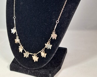 Necklace Silver Chain with Silver Butterflies