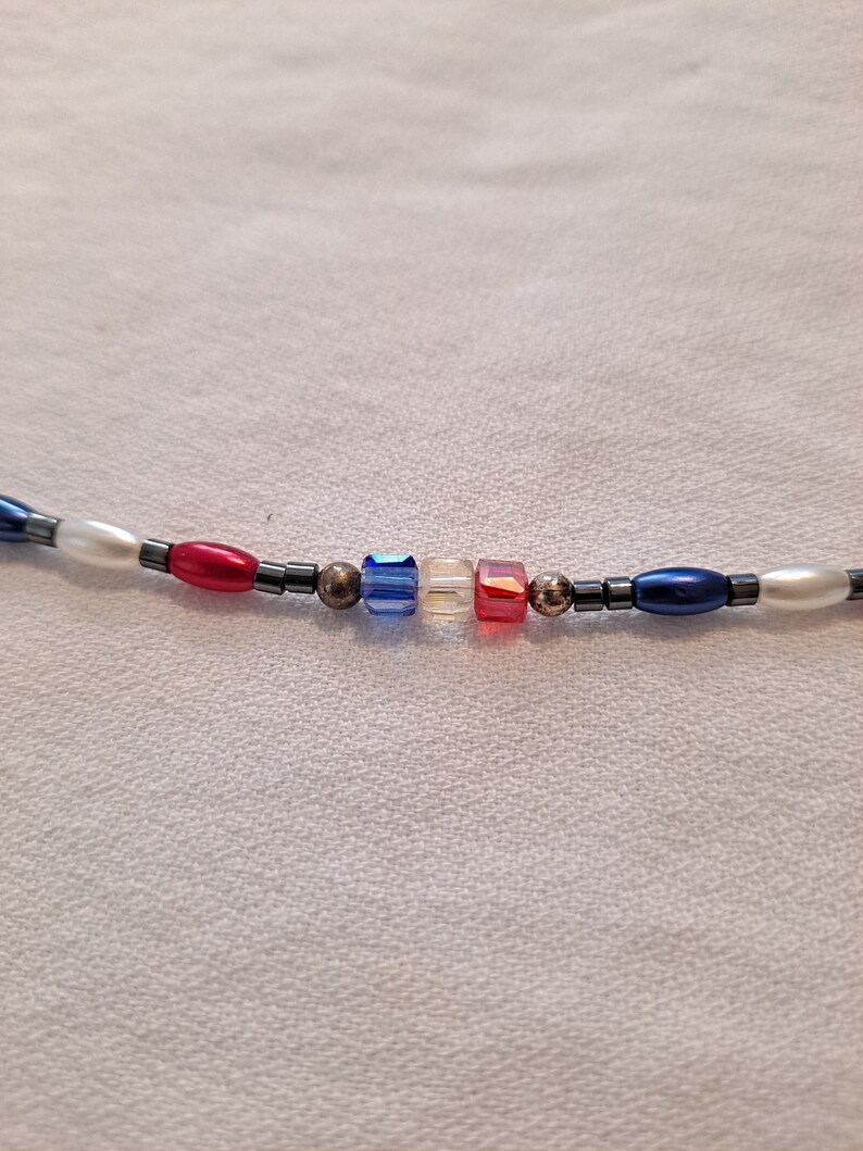 Bracelet Gunmetal Bronze Clear Red White Blue Beads - Etsy