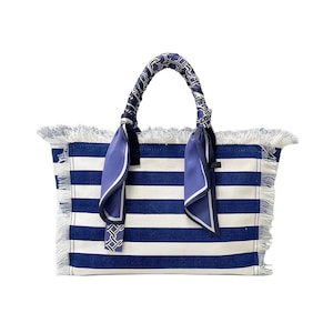 Gestreifte Baumwolltasche, Sommertasche, Baumwolltasche, Baumwolltasche, Weekender-Tasche, Strandtasche, Pooltasche, Mädchenreisegeschenk / Einkaufstasche/Urlaubstasche