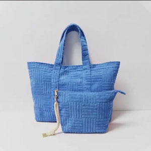 Frottee-Stoffbeutel, Frottee-Taschenset, Strand-Taschenset, Urlaubstasche, Strandtasche, Pool-Tasche, Badetasche, Frotteetasche