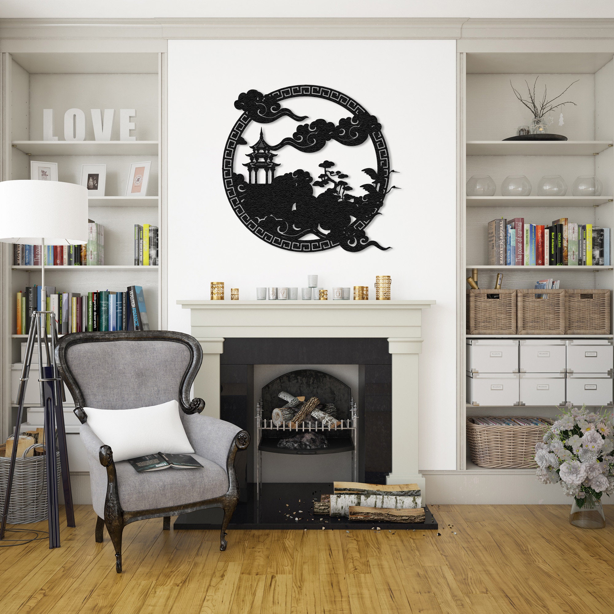 Japanese Metal Wall Art, Bonsai Tree Metal Art, Cherry Blossom Tree