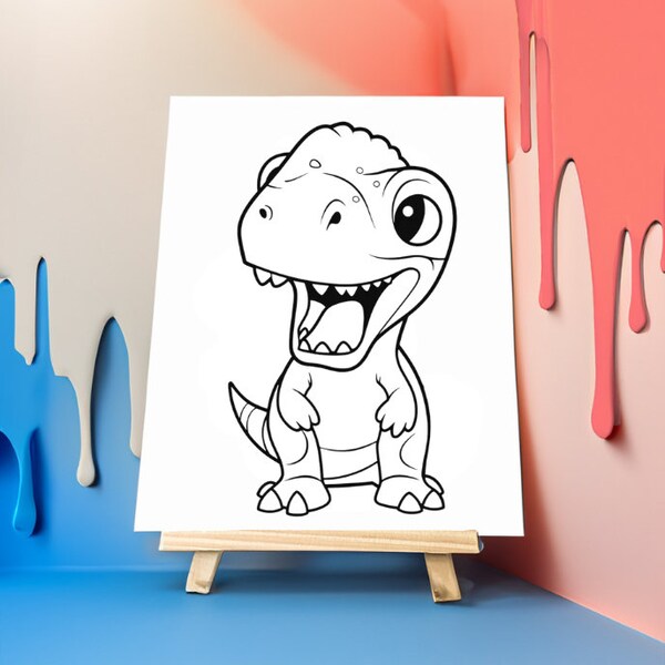 Pre drawn Art Party Canvas | Dinosaurs Party favors | Paint your Own Canva | DIY Art kit T rex pre printed dinosaurs party